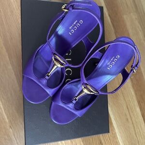 Purple Gucci Horsebit heels he